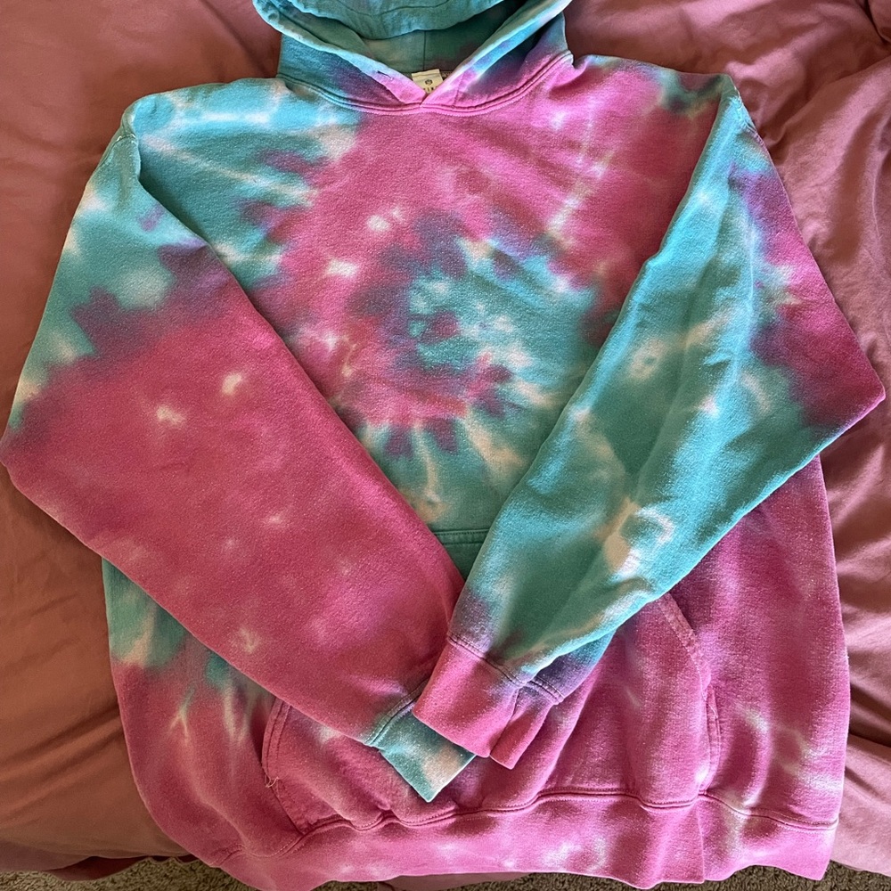 Tie-Dye Hoodie in Pink and Blue